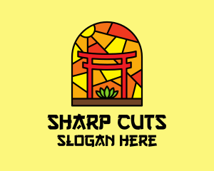 Stained Glass Shinto Shrine  logo design