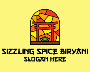 Stained Glass Shinto Shrine  logo design