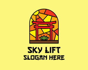 Stained Glass Shinto Shrine  logo design