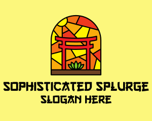 Stained Glass Shinto Shrine  logo design