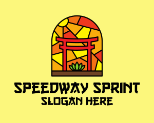 Stained Glass Shinto Shrine  logo design