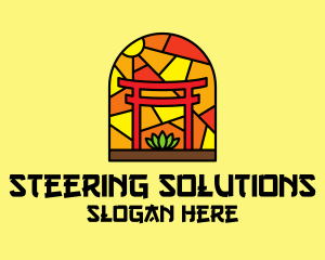 Stained Glass Shinto Shrine  logo design