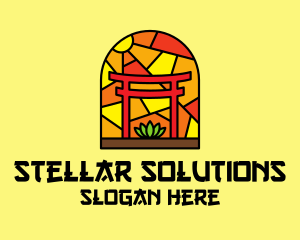 Stained Glass Shinto Shrine  logo design