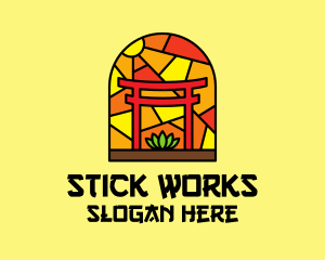 Stained Glass Shinto Shrine  logo design