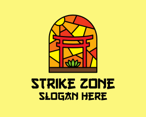 Stained Glass Shinto Shrine  logo design