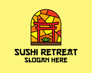 Stained Glass Shinto Shrine  logo design