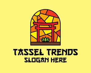 Stained Glass Shinto Shrine  logo design