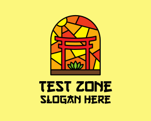 Stained Glass Shinto Shrine  logo design