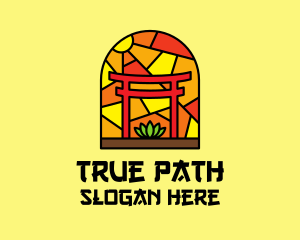 Stained Glass Shinto Shrine  logo design