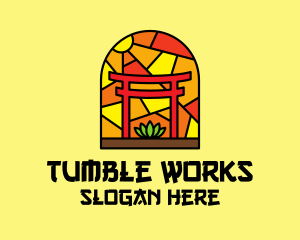 Stained Glass Shinto Shrine  logo design