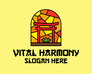 Stained Glass Shinto Shrine  logo design