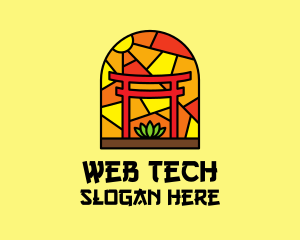 Stained Glass Shinto Shrine  logo design