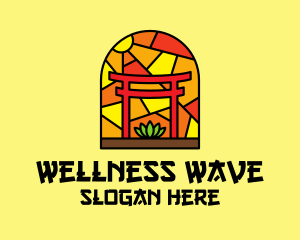 Stained Glass Shinto Shrine  logo design