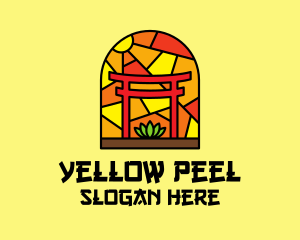 Stained Glass Shinto Shrine  logo design