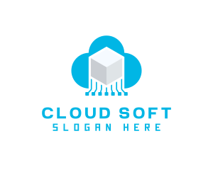 Cloud Circuit Cube logo design
