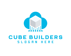 Cloud Circuit Cube logo design