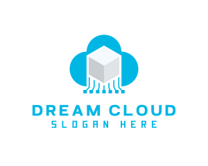 Cloud Circuit Cube logo design