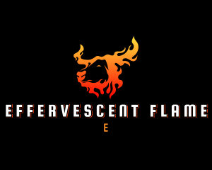 Flaming Bull Horns logo design