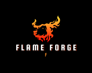 Flaming Bull Horns logo design