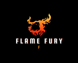 Flaming Bull Horns logo design