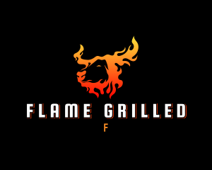 Flaming Bull Horns logo design