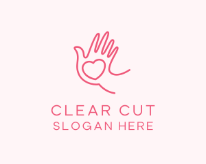 Heart Caring Hand logo design