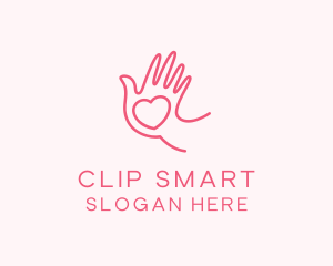 Heart Caring Hand logo design