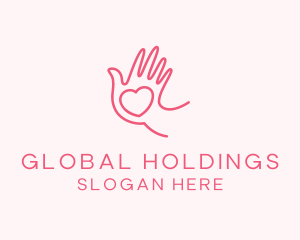 Heart Caring Hand logo design