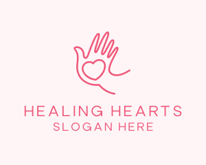 Heart Caring Hand logo design