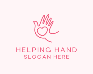 Heart Caring Hand logo design