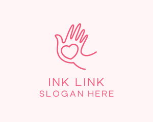 Heart Caring Hand logo design