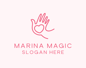 Heart Caring Hand logo design