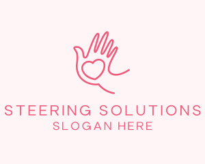 Heart Caring Hand logo design