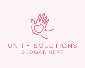 Heart Caring Hand logo design