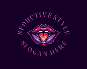 Lips Seductive Tongue logo design