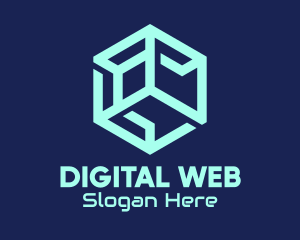 Blue Digital Hexagon logo design