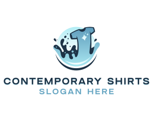 Washing T-shirt Laundromat logo design