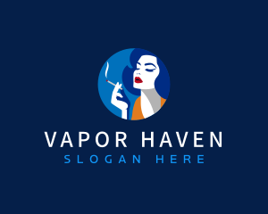 Woman Vape Cigarette logo design