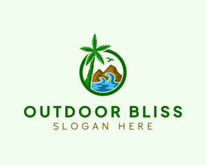 Palm Tree Beach Resort logo design