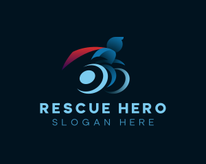 Wheelchair Hero Person logo design