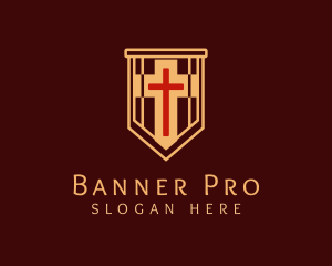 Worship Crucifix Banner logo design