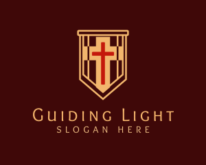 Worship Crucifix Banner logo design