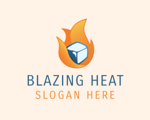 Flaming Ice Cube logo design