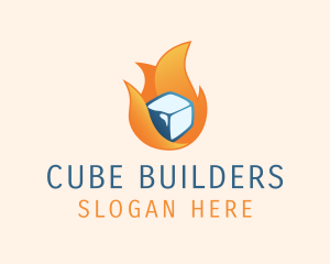 Flaming Ice Cube logo design