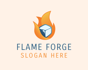 Flaming Ice Cube logo design