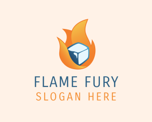 Flaming Ice Cube logo design