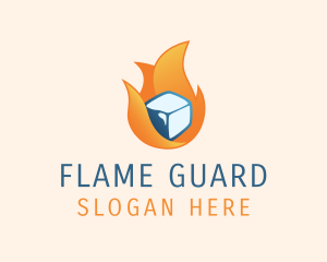 Flaming Ice Cube logo design