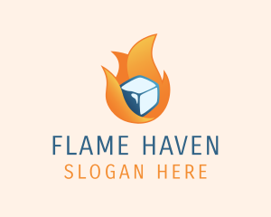 Flaming Ice Cube logo design