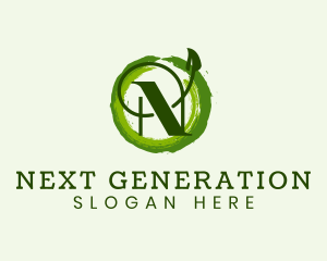 Vegan Leaf Letter N logo design