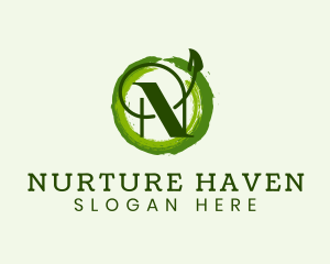 Vegan Leaf Letter N logo design